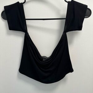 Off-the-shoulder black crop top